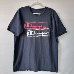 Champion Mens Navy Blue Short Sleeve Crew Neck Casual T-Shirt L